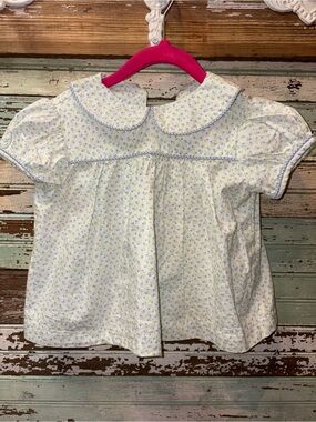 Charlotte Proper Classic White & Light Blue Floral Peter Pan Collar dress - Kids